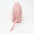 Sherpa Shell Shape Makeup Bag, Cute Pink Cosmetic Plush Storage Bag